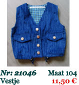 4 jaar. Stof: Ribfluweel/Katoen/Polyester